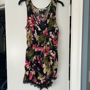 Lovers + Friends Floral Black Romper
